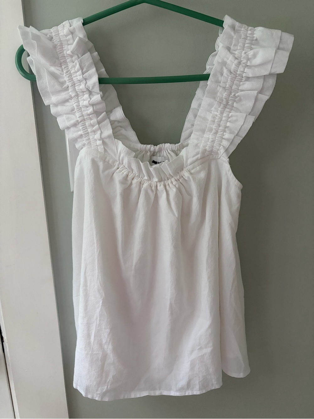 NEW Piyama Nicolette White Ruffle Strap Top XS white washed cotton - Picture 1 of 9